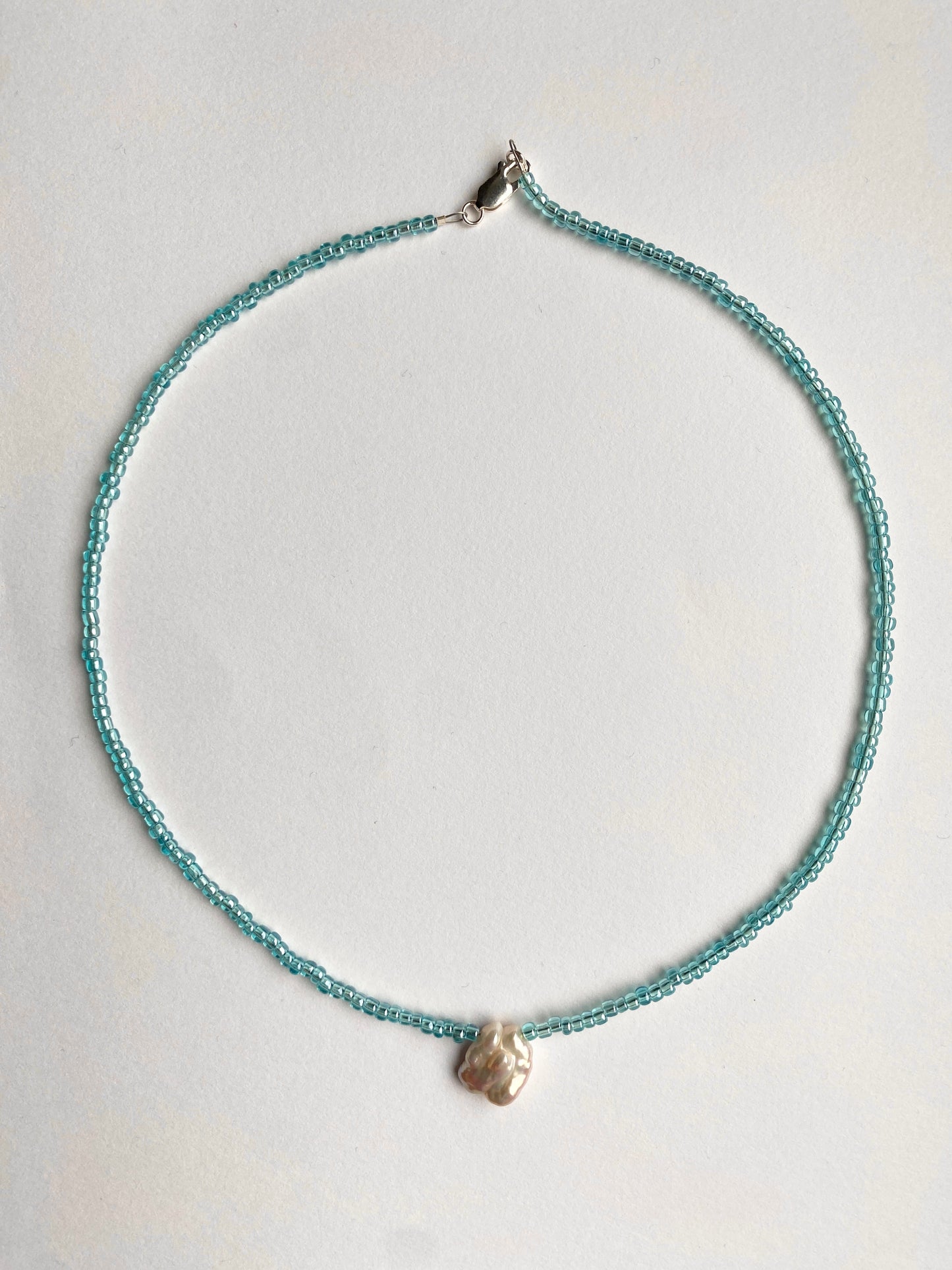 SINGLE PEARL AQUA NECKLACE